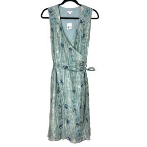 NWT J. Jill Floral Sleeveless Midi Wrap Dress Sundress V-Neck Sz 12